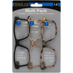 Jules Rectangle Reading Glasses Multi Pack in Black, Clear, and Navy